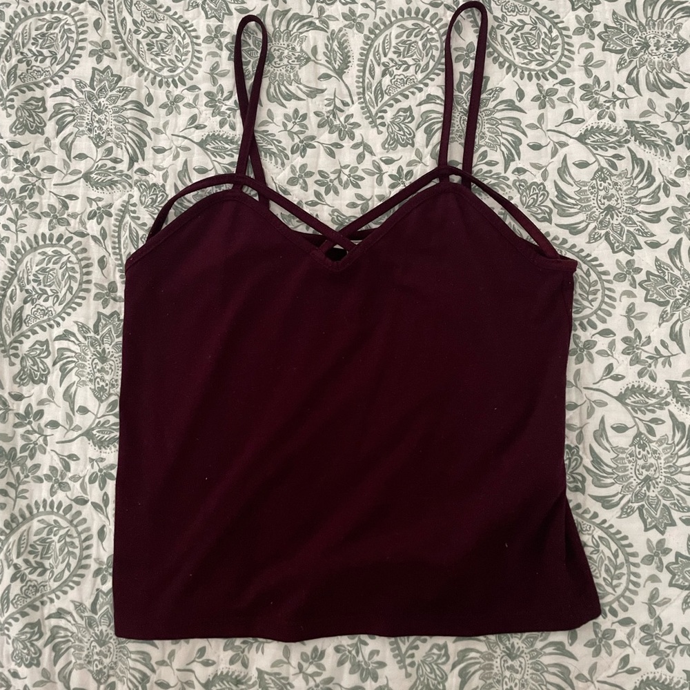 Forever 21 Maroon Strappy Crop Top